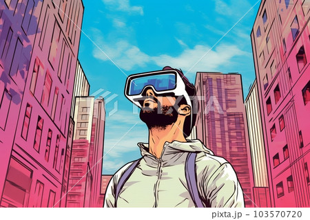 VRゴーグルをつけた男性,Generative AI AI画像 103570720