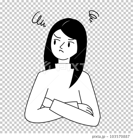 Angry woman or girl with her arms folded across her chest Angry woman or girl with her arms folded across her chest 103570887