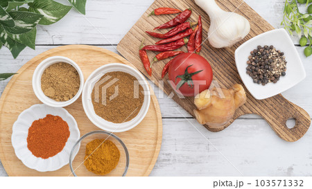 スパイスカレー イメージ│コリアンダー・クミン・チリペッパー・ターメリック 103571332