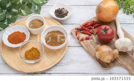 スパイスカレー イメージ│コリアンダー・クミン・チリペッパー・ターメリック 103571335