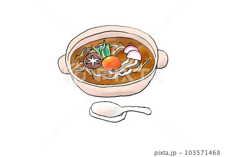 名古屋 味噌煮込みうどん グルメのイラスト素材 [103571468] - PIXTA