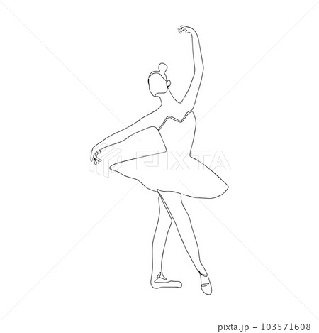 One continuous line drawing of young graceful woman ballet dance. Ballet performance concept. Dynamic single line draw design vector illustration 103571608
