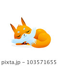 Cute cartoon slepping fox on white background. For nature concepts, children s books illustrating, printing materials Vector illustration with simple gradients. EPS 103571655