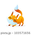 Cute cartoon fox on white background. For nature concepts, children s books illustrating, printing materials Vector illustration with simple gradients. EPS 103571656