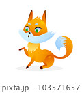 Cute cartoon fox on white background. For nature concepts, children s books illustrating, printing materials Vector illustration with simple gradients. EPS 103571657