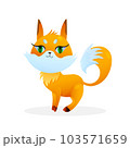 Cute cartoon fox on white background. For nature concepts, children s books illustrating, printing materials Vector illustration with simple gradients. EPS 103571659