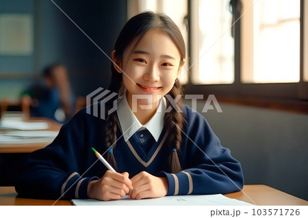 笑顔で学習する女の子 AI生成 笑顔で学習する女の子 AI生成 103571726