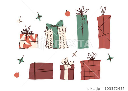 Set of Christmas gifts isolated on a white background, Christmas decorations, a festive wrapper. 103572455