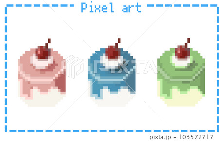 円柱のショートケーキ3種類のピクセルアートPNG /JPG（cake3） 103572717