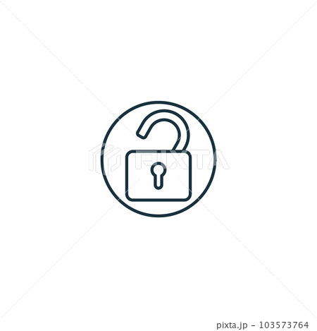 Unlocked icon. Monochrome simple sign from security collection. Unlocked icon for logo, templates, web design and infographics. Unlocked icon. Monochrome simple sign from security collection. Unlocked icon for logo, templates, web design and infographics. 103573764