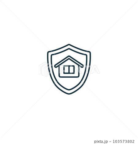 Home protection icon. Monochrome simple sign from security collection. Home protection icon for logo, templates, web design and infographics. Home protection icon. Monochrome simple sign from security collection. Home protection icon for logo, templates, web design and infographics. 103573802