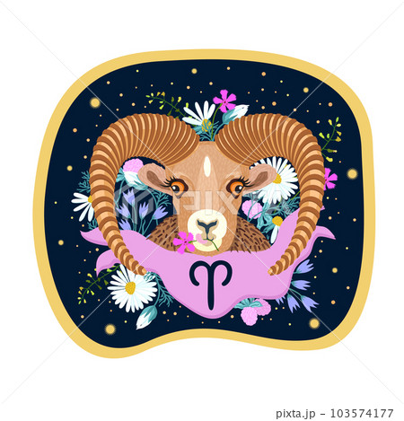 Aries. Zodiac sign. Vector isolated composition...のイラスト素材