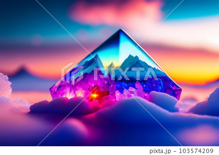 雪山が写り込むクリスタル 103574209