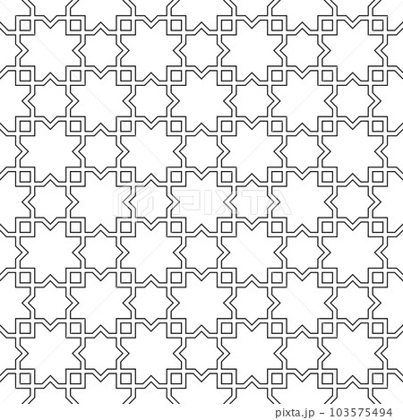 Seamless geometric ornament based on traditional islamic art. Black and white. Seamless geometric ornament based on traditional islamic art. Black and white. 103575494