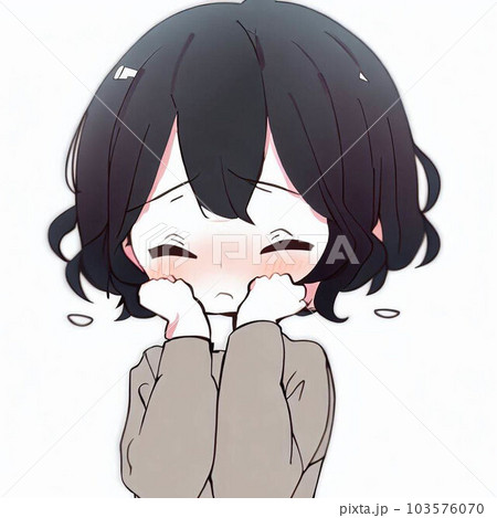 恥ずかしそうな表情をした女の子 103576070