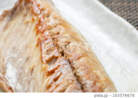 鯖(サバ)の塩焼きのアップ。 鯖(サバ)の塩焼きのアップ。 103576678