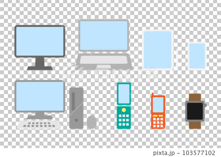 Digital device illustration set 01 color borderless 103577102
