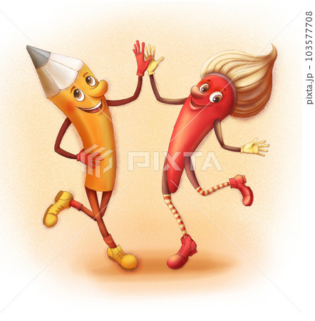 Dancing artist tools, bright comic 103577708