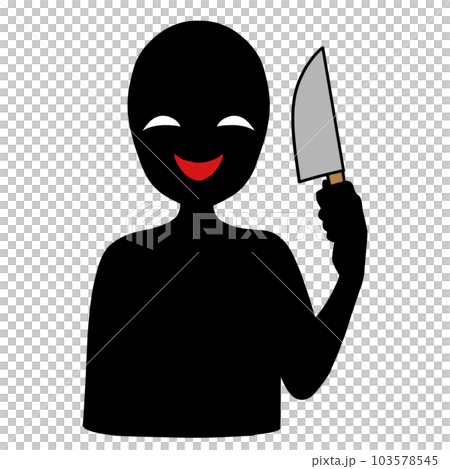 拿著小刀的反派形象剪影的插圖素材 103578545