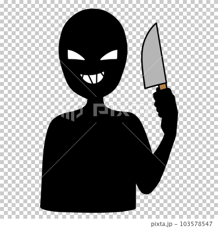 Illustration material of a silhouette of a villain image with a knife Illustration material of a silhouette of a villain image with a knife 103578547