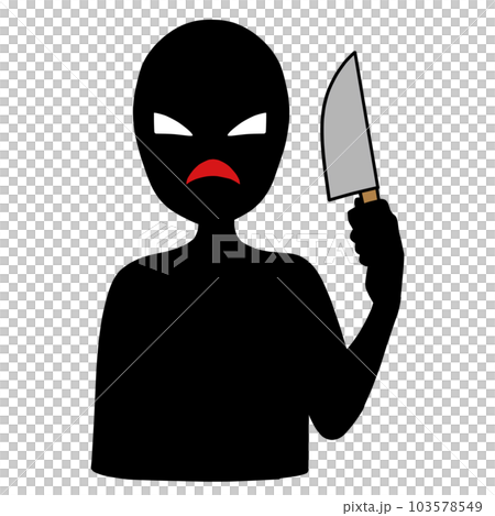 Illustration material of a silhouette of a villain image with a knife Illustration material of a silhouette of a villain image with a knife 103578549