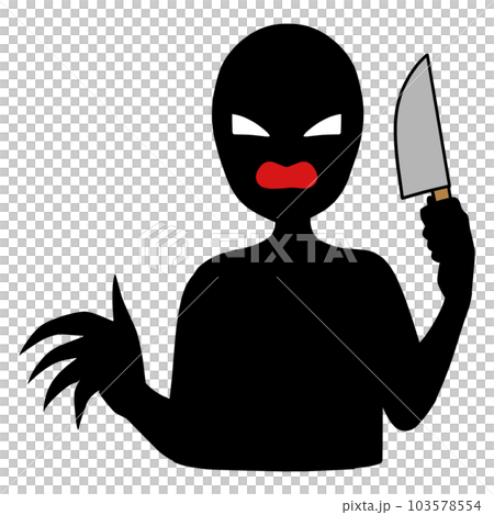 Illustration material of a silhouette of a villain image with a knife Illustration material of a silhouette of a villain image with a knife 103578554