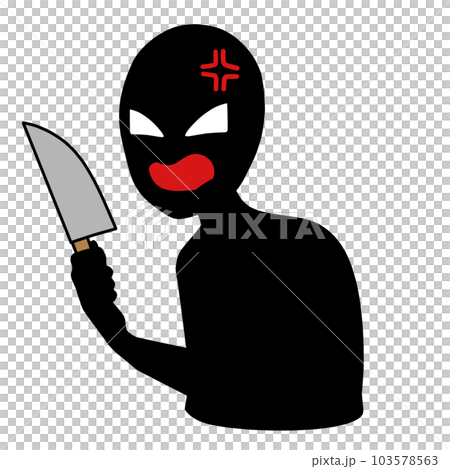 Illustration material of a silhouette of a villain image with a knife Illustration material of a silhouette of a villain image with a knife 103578563