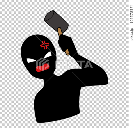 Illustration material of a silhouette of a bad guy image with a hammer 103578574