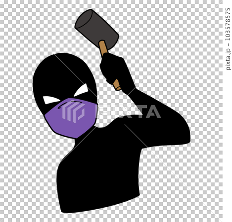 Illustration material of a silhouette of a bad guy image with a hammer Illustration material of a silhouette of a bad guy image with a hammer 103578575
