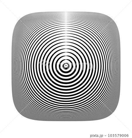 Concentric Rings Pattern on Square Button 3D Illusion Effect. Concentric Rings Pattern on Square Button 3D Illusion Effect. 103579006