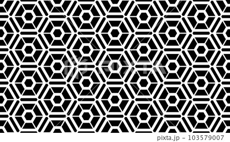 Seamless Geometric Hexagons and Triangles Pattern. Black and White Texture. Seamless Geometric Hexagons and Triangles Pattern. Black and White Texture. 103579007