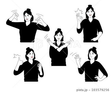 Woman With Different Gestures Woman With Different Gestures 103579256