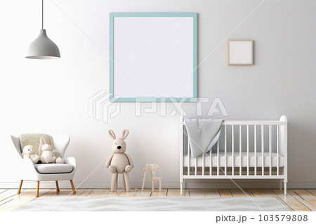 Tranquil Baby's Room: Minimalist Bliss in White and Pastel Hues Tranquil Baby's Room: Minimalist Bliss in White and Pastel Hues 103579808
