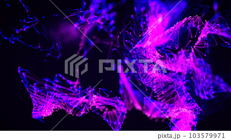 3D rendering of a colorful abstract stylish particle and plexus system on a dark background 3D rendering of a colorful abstract stylish particle and plexus system on a dark background 103579971