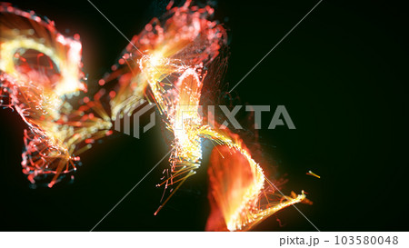 3D rendering of a colorful abstract stylish particle and plexus system on a dark background 3D rendering of a colorful abstract stylish particle and plexus system on a dark background 103580048