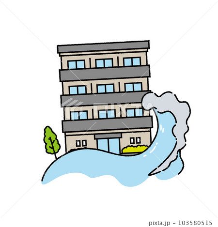 津波の被害をうけるマンション 103580515