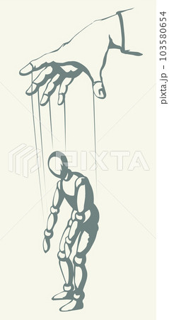 Man is a puppet. Vector drawing 103580654
