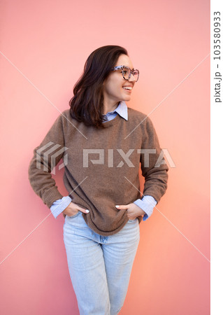 Happy woman in glasses outdoor 103580933
