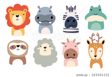 Set of wildlife animals is sleeping . Vector illustration . 103581152