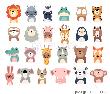 Set of wildlife animals is sleeping . Vector illustration . 103581155