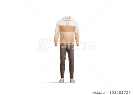 Blank colored sport costume with hoodie and pants mockup, isolated 103581727