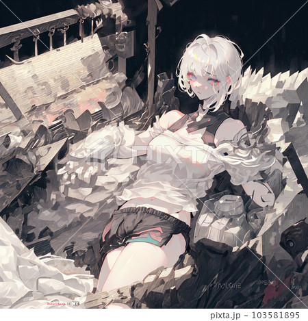 女の子 銀髪 ショートカットのイラスト素材 [103581895] - PIXTA