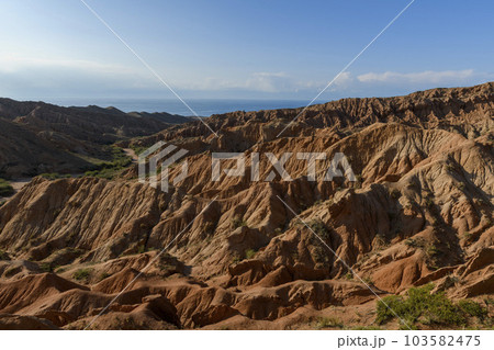 Canyon in Kyrgyzstan. Multi-colored canyon Fairy Tale. Kyrgyzstan mountains. Issyk-Kul region. Charyn Canyon. 103582475