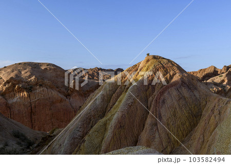 Canyon in Kyrgyzstan. Multi-colored canyon Fairy Tale. Kyrgyzstan mountains. Issyk-Kul region. Charyn Canyon. 103582494