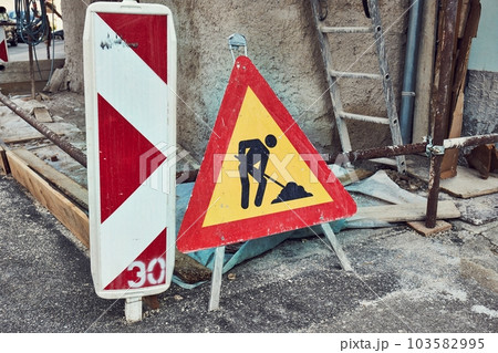 Road Construction work sign Road Construction work sign 103582995