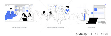 Working with software abstract concept vector illustrations. 103583050