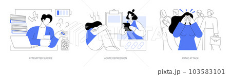 Emergency psychiatry abstract concept vector illustrations. 103583101