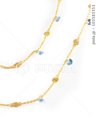 Necklace with blue stones on white 103583353