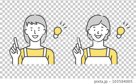 Illustration set of a housewife with an idea Illustration set of a housewife with an idea 103584005