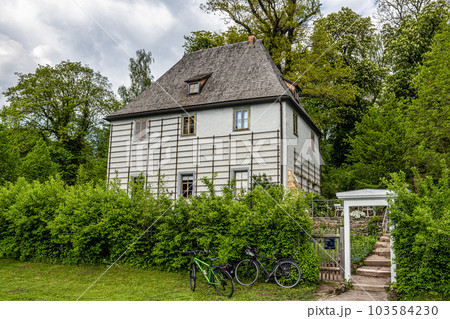 The garden house with garden of Johann Wolfgang von Goethe in Weimar, Thuringia, Germany. Unesco World Heritage Site, The garden house with garden of Johann Wolfgang von Goethe in Weimar, Thuringia, Germany. Unesco World Heritage Site, 103584230
